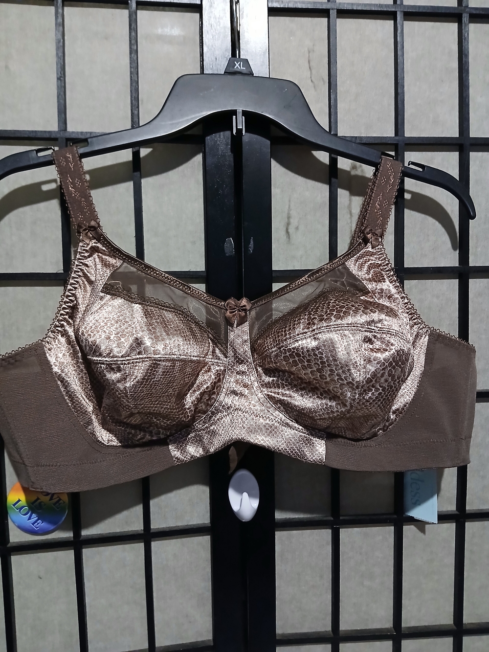 Goddess Brown Satin Wirefree  Bra with Sheer Trim